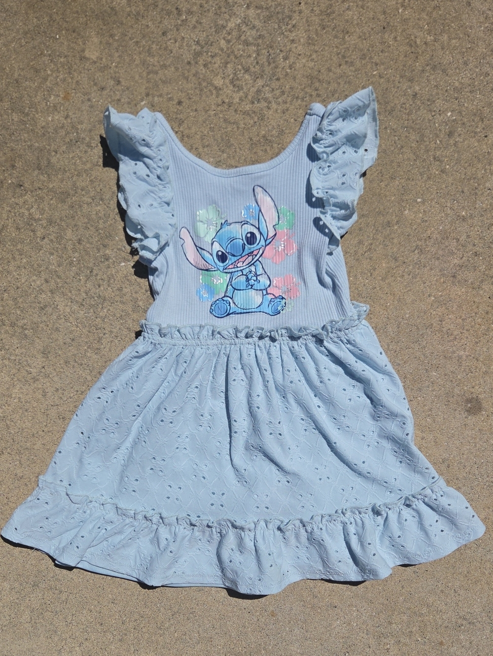 Disney Light Blue Stitch Ruffle Eyelet Dress
